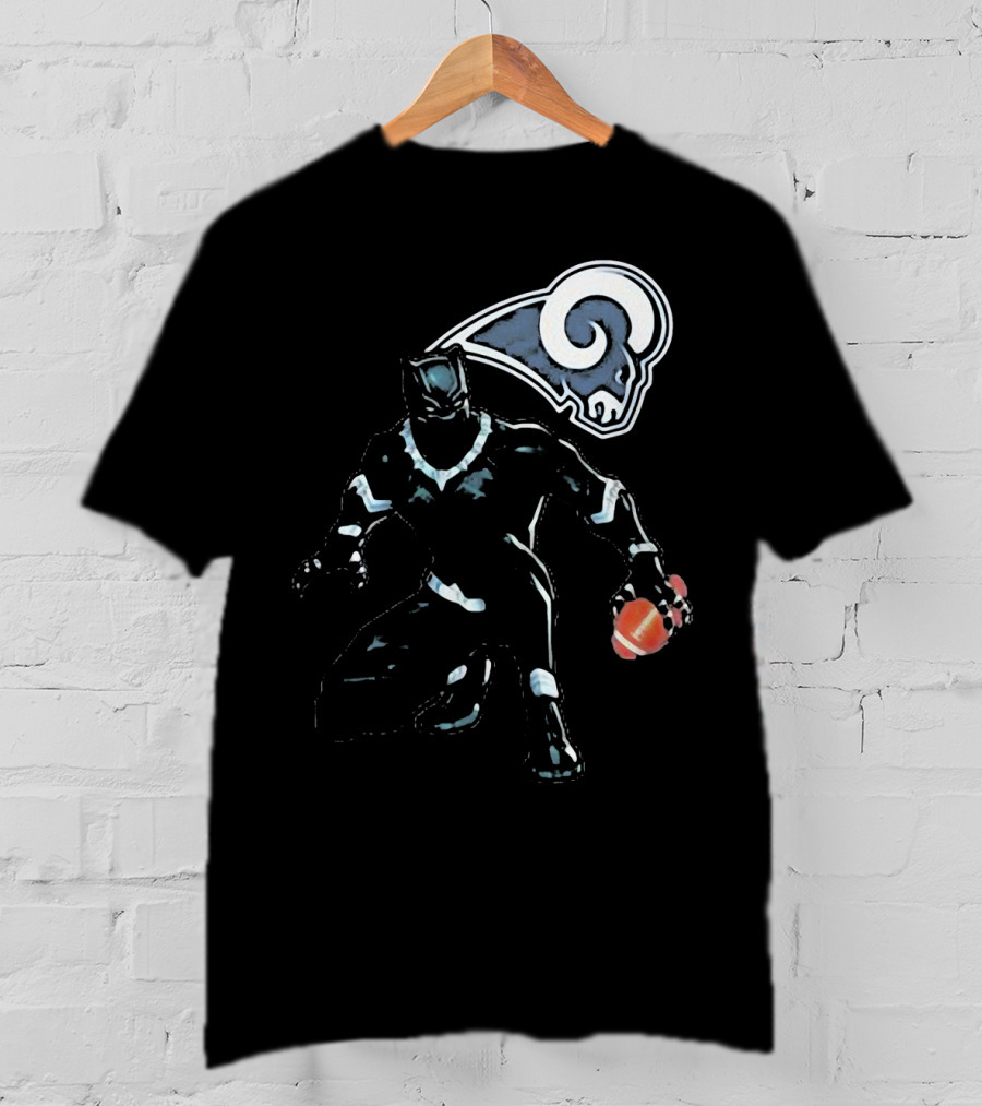 Black Panther Rams Football Crossover Los Angeles Rams T-Shirt