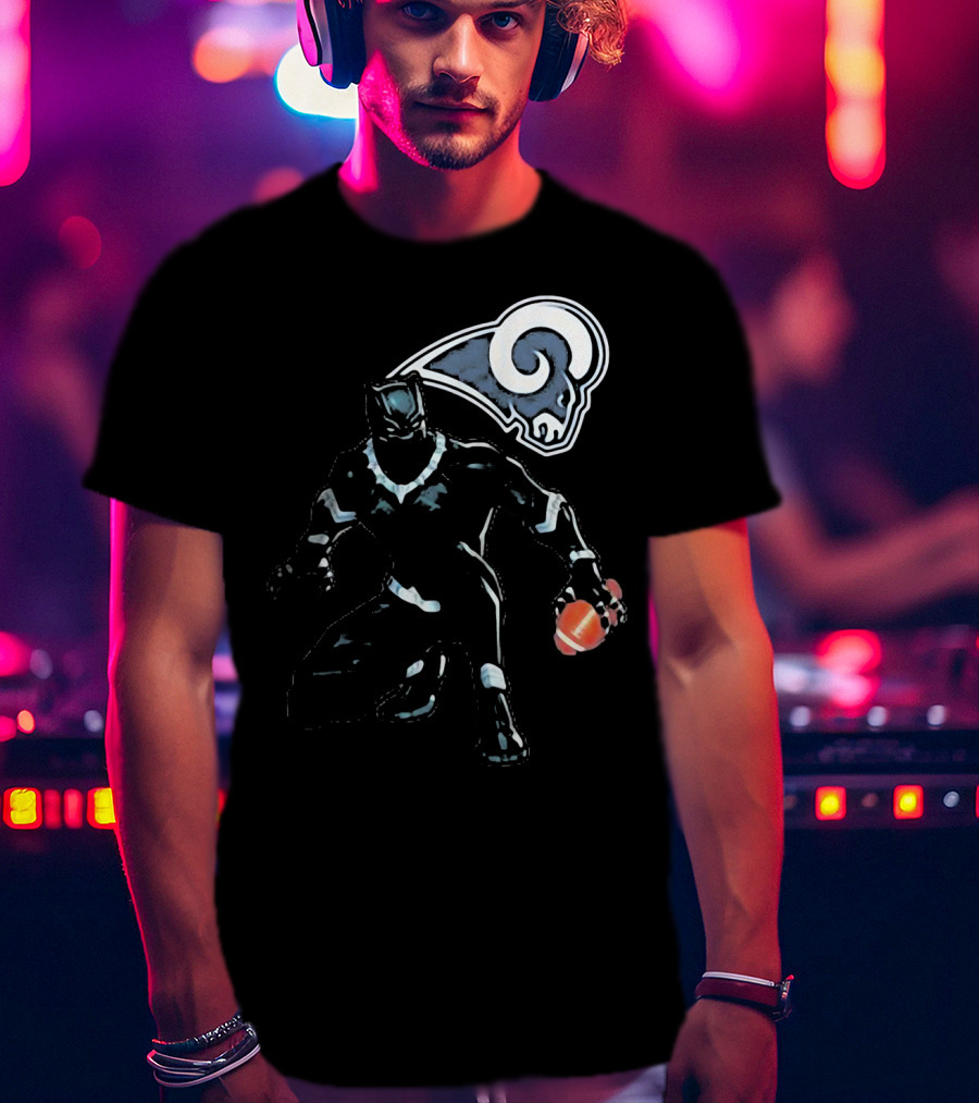 Black Panther Rams Football Crossover Los Angeles Rams T-Shirt