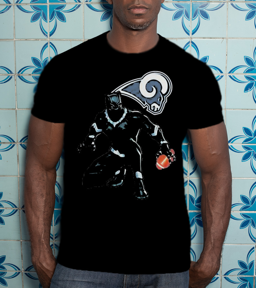 Black Panther Rams Football Crossover Los Angeles Rams T-Shirt