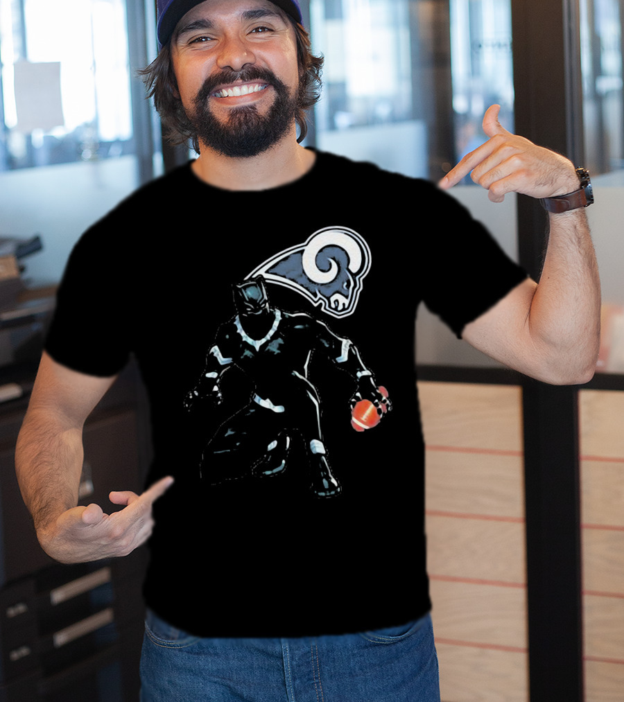 Black Panther Rams Football Crossover Los Angeles Rams T-Shirt