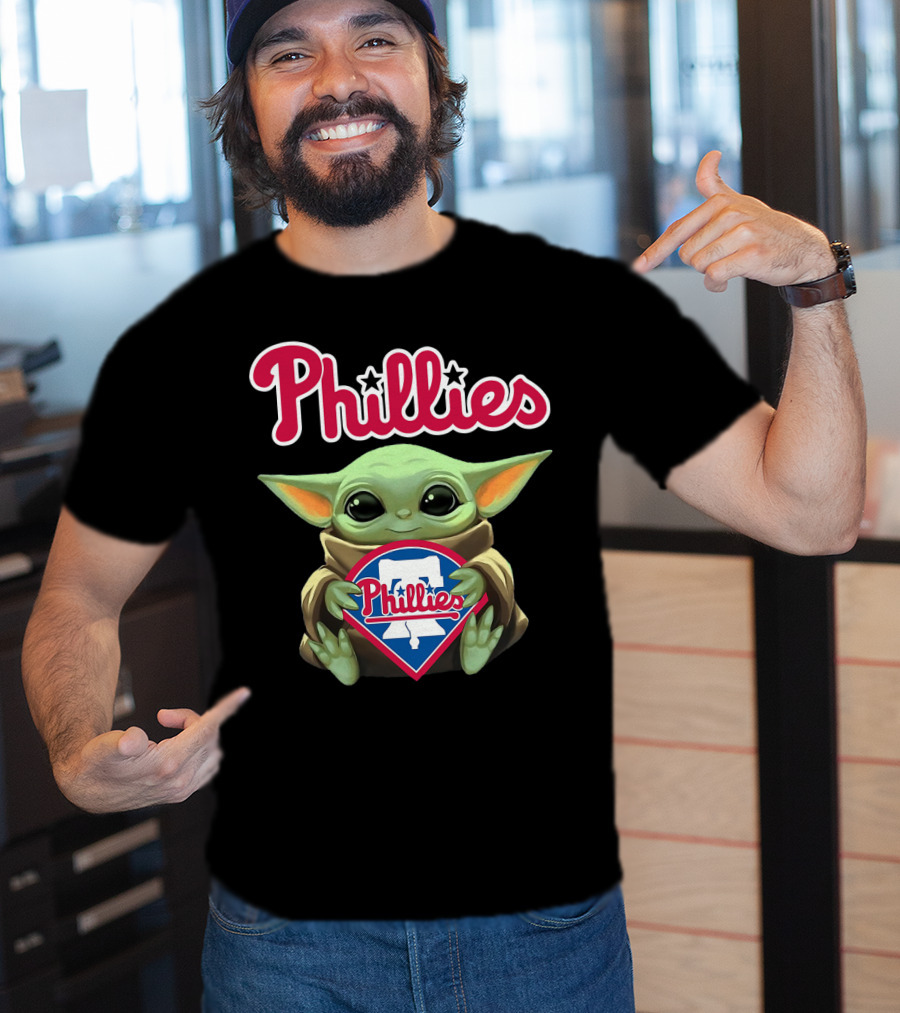 Phillies Baby Yoda Hug Philadelphia Phillies T-Shirt