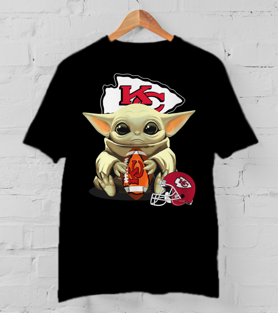 Baby Yoda Kansas City Chiefs Football Helmet T-Shirt