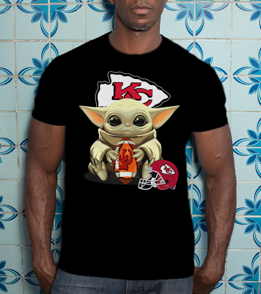 Baby Yoda Kansas City Chiefs Football Helmet T-Shirt