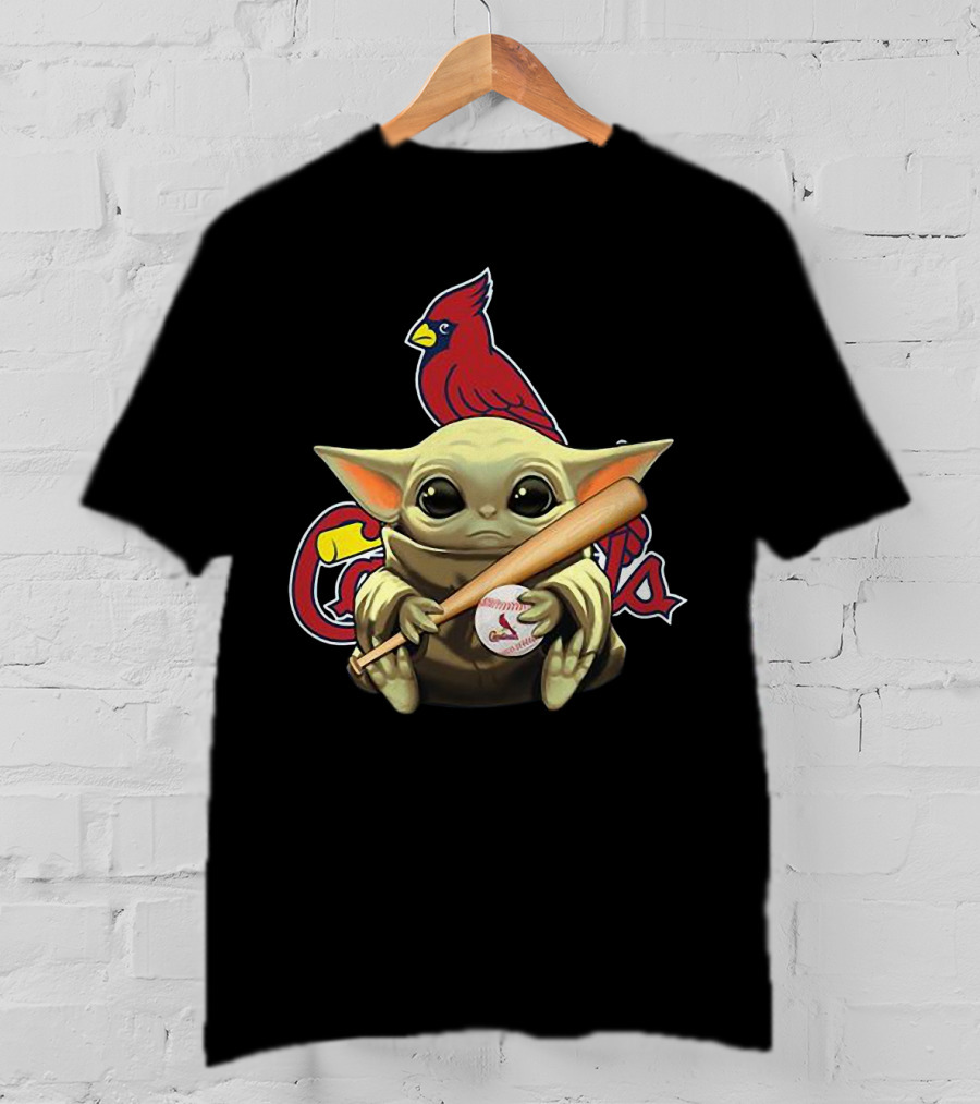 Baby Yoda St. Louis Cardinals Baseball Bat And Ball With Cardinal T-Shirt