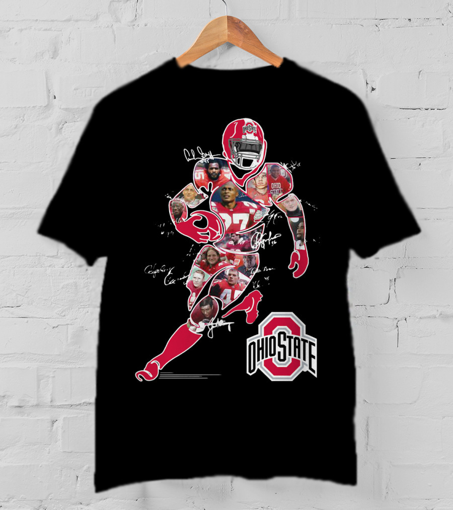 Ohio State Buckeyes Football Collage With Player And Helmet T-Shirt