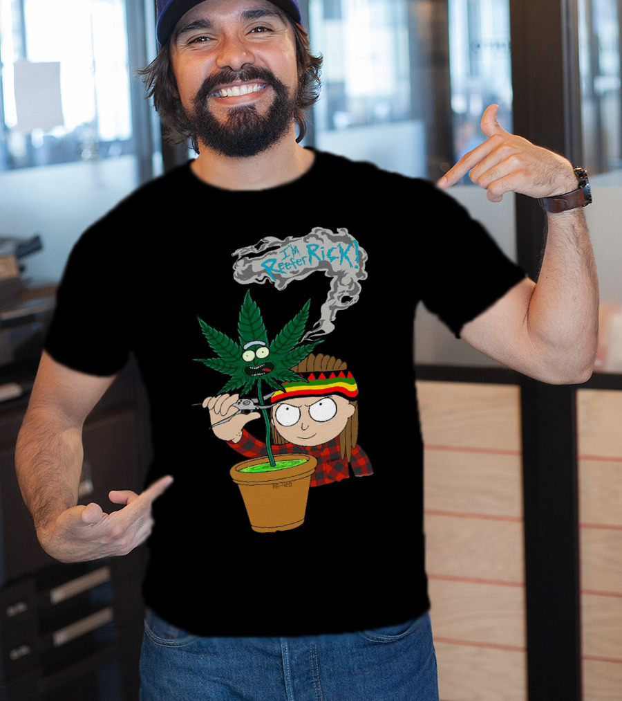 Morty I'm Reefer Rick Planter Rastafarian Style Smiling Face Smoking Plant T-Shirt