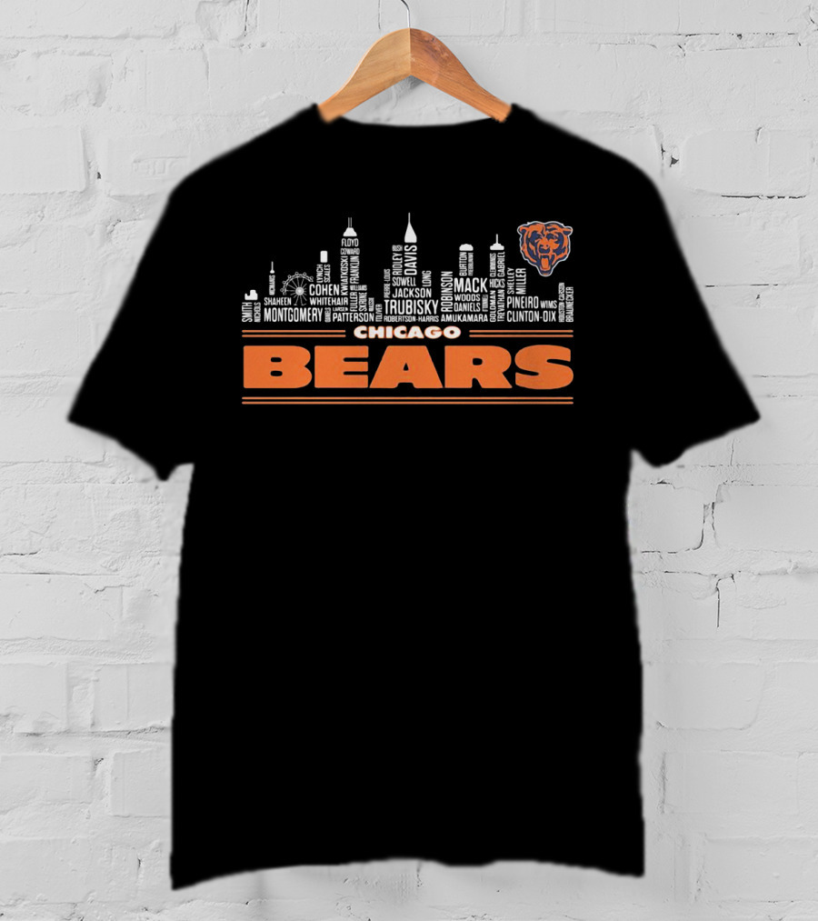 Chicago Bears City Skyline Team Players List T-Shirt