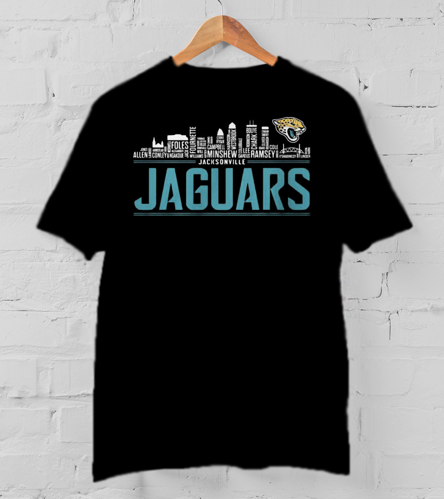 Jacksonville Jaguars City Skyline Nfl Football Names T-Shirt