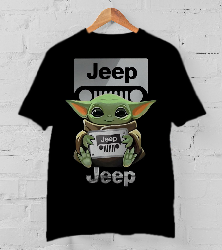 Baby Yoda Jeep Hugging Emblem T-Shirt