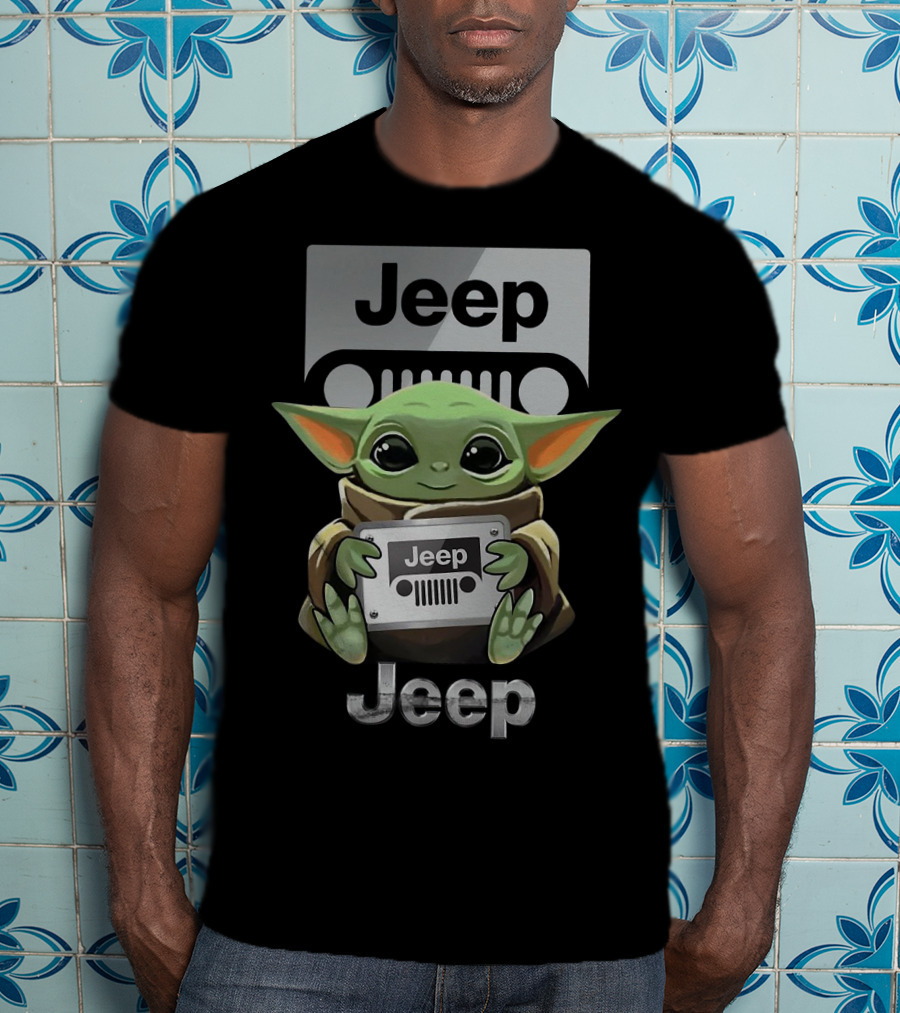 Baby Yoda Jeep Hugging Emblem T-Shirt