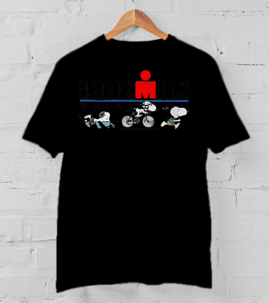 Snoopy Ironman Triathlon World Triathlon Corporation Run Bike Swim T-Shirt