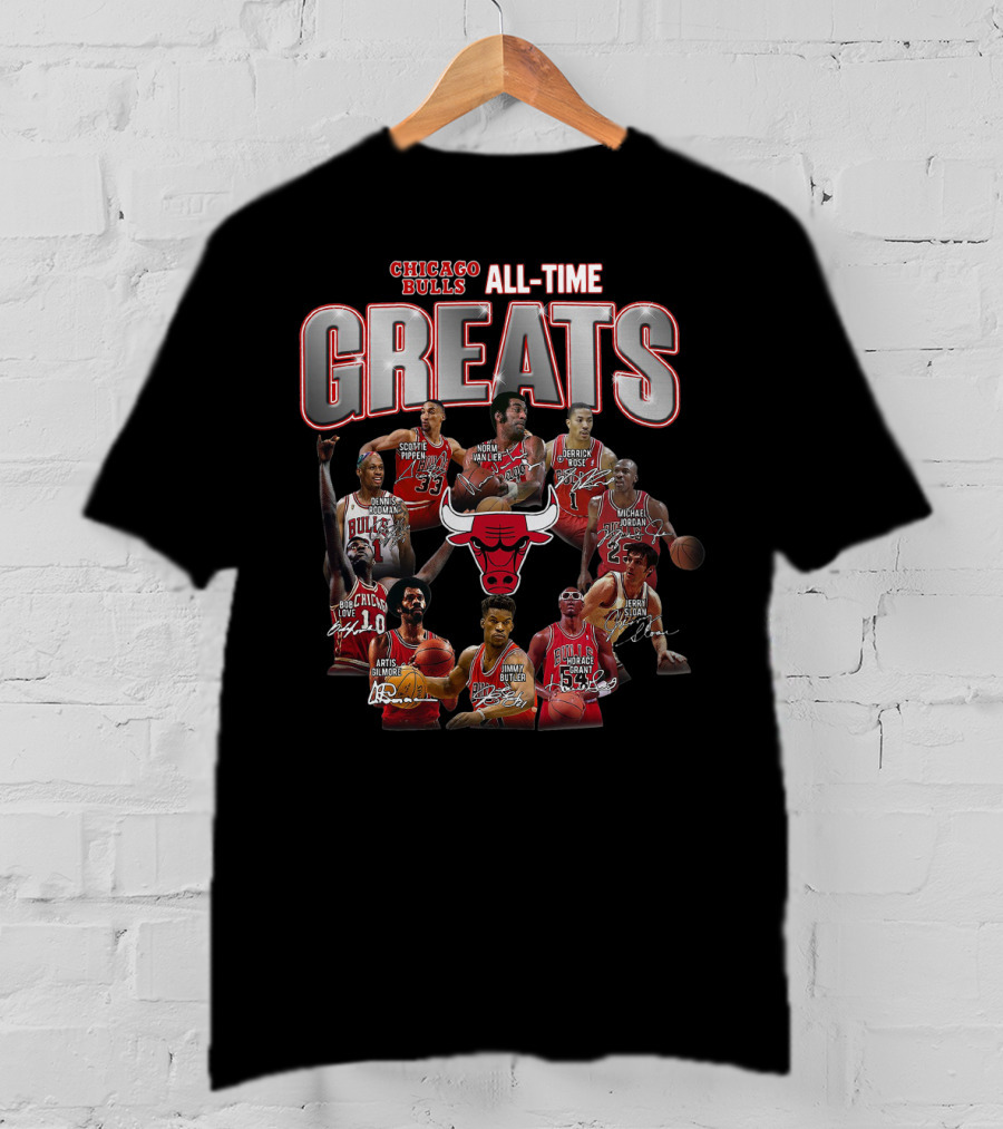Chicago Bulls All-Time Greats Legends Michael Jordan Scottie Pippen Dennis Rodman Derrick Rose Joakim Noah T-Shirt