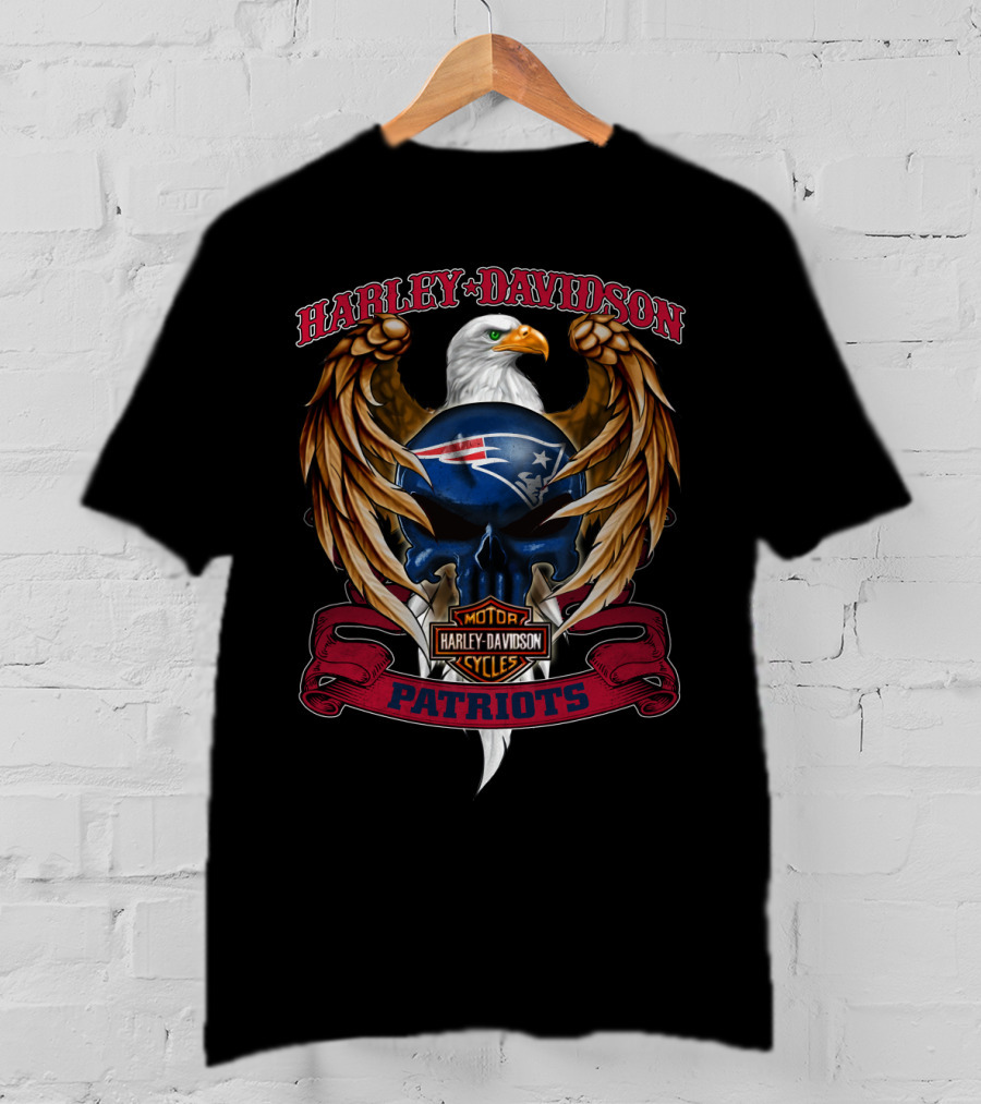 Harley Davidson Motor Cycles Patriots New England Patriots Eagle T-Shirt