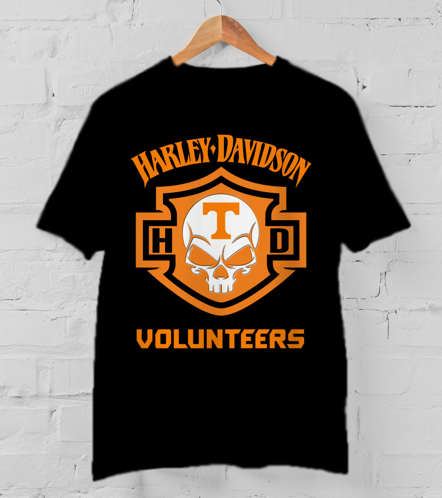 Harley Davidson Volunteers Skull Tennessee Ncaa Football Fans T-Shirt