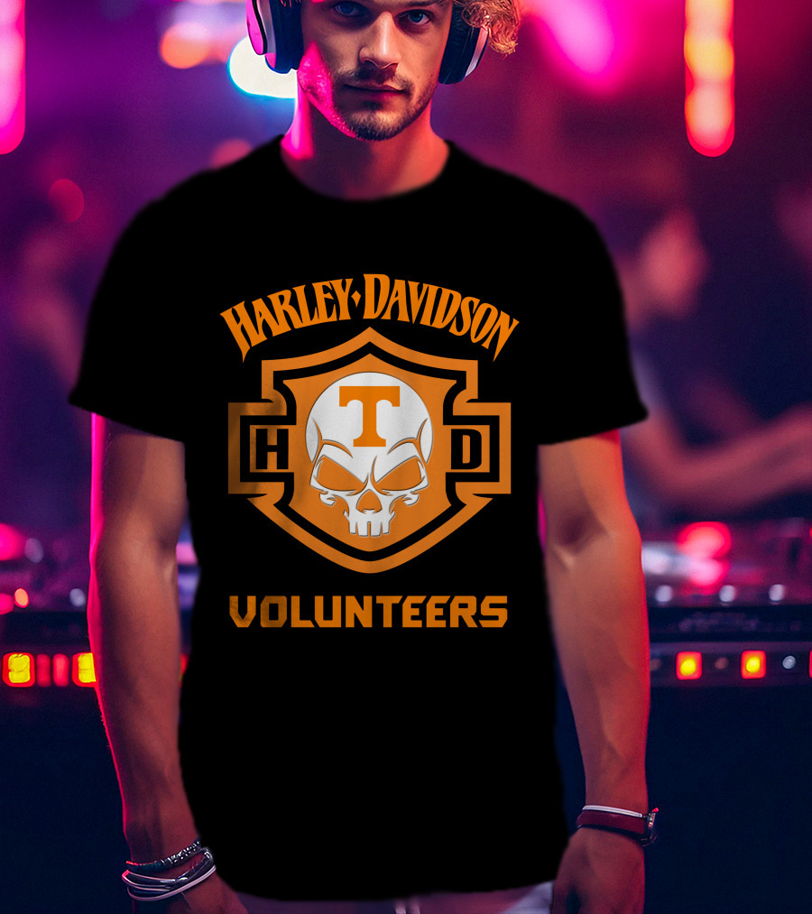 Harley Davidson Volunteers Skull Tennessee Ncaa Football Fans T-Shirt