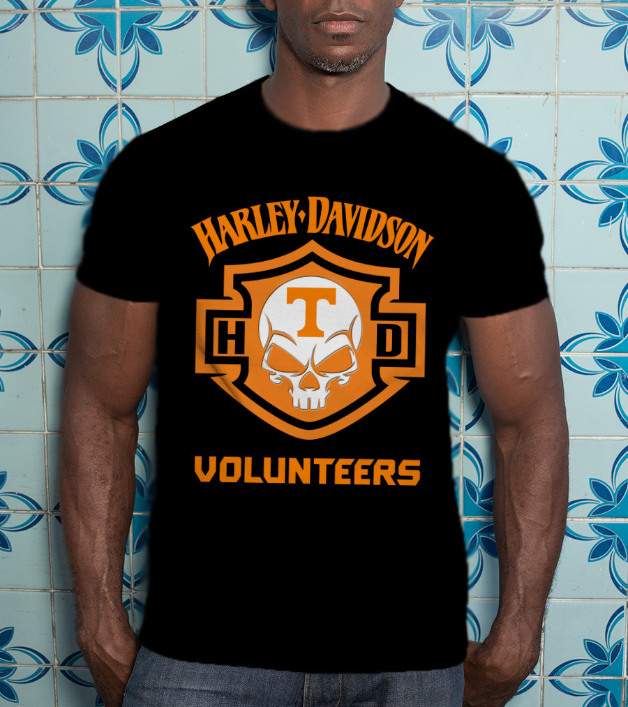 Harley Davidson Volunteers Skull Tennessee Ncaa Football Fans T-Shirt