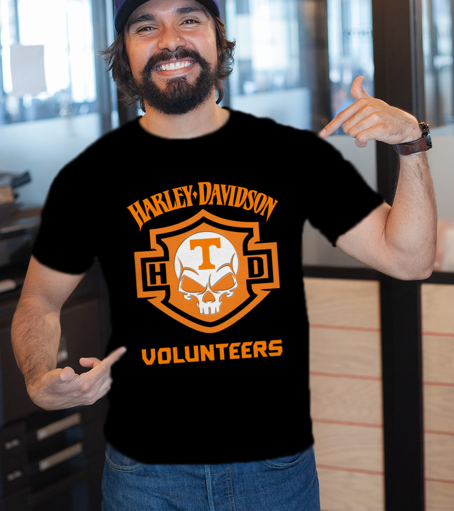 Harley Davidson Volunteers Skull Tennessee Ncaa Football Fans T-Shirt