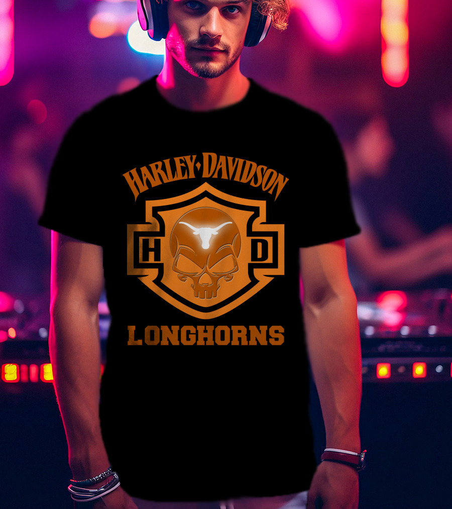 Harley Davidson Hd Longhorns Texas Ncaa Football Fans 127 T-Shirt
