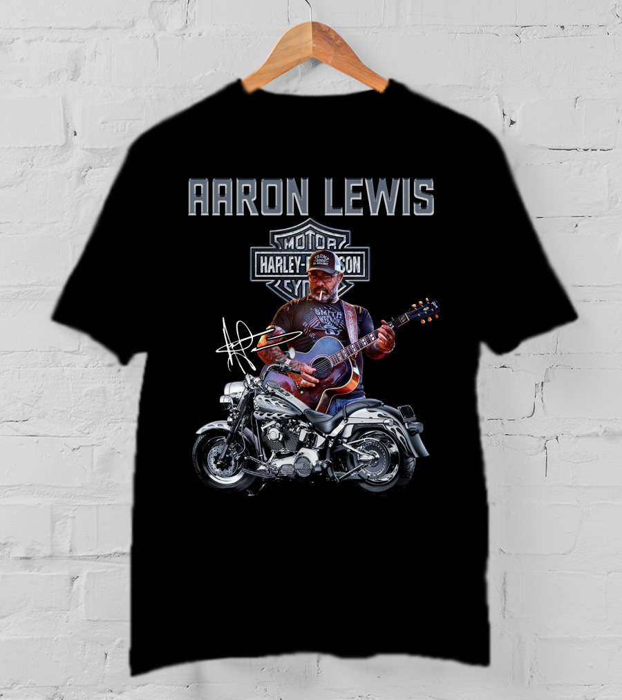 Aaron Lewis Harley Davidson Motorcycle And Guitar T-Shirt