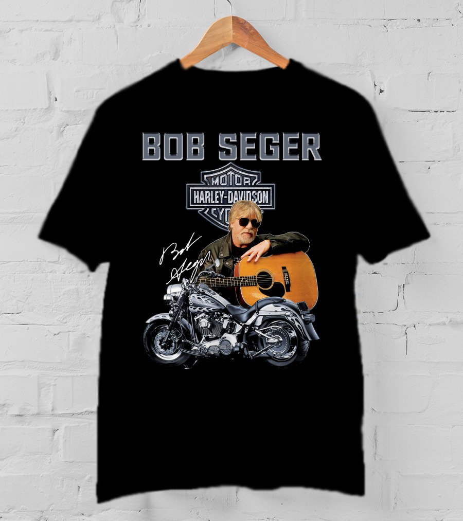 Bob Seger Harley Davidson Motorcycle Guitar Signature T-Shirt