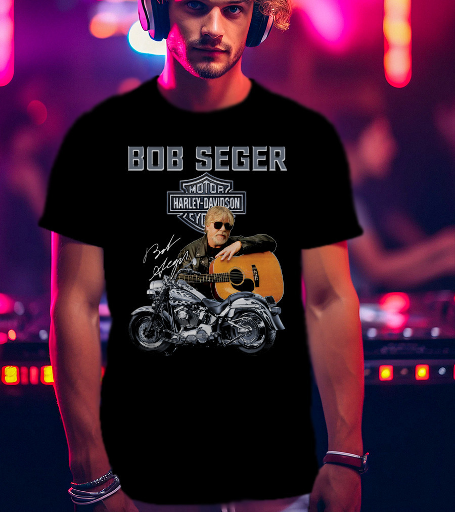 Bob Seger Harley Davidson Motorcycle Guitar Signature T-Shirt