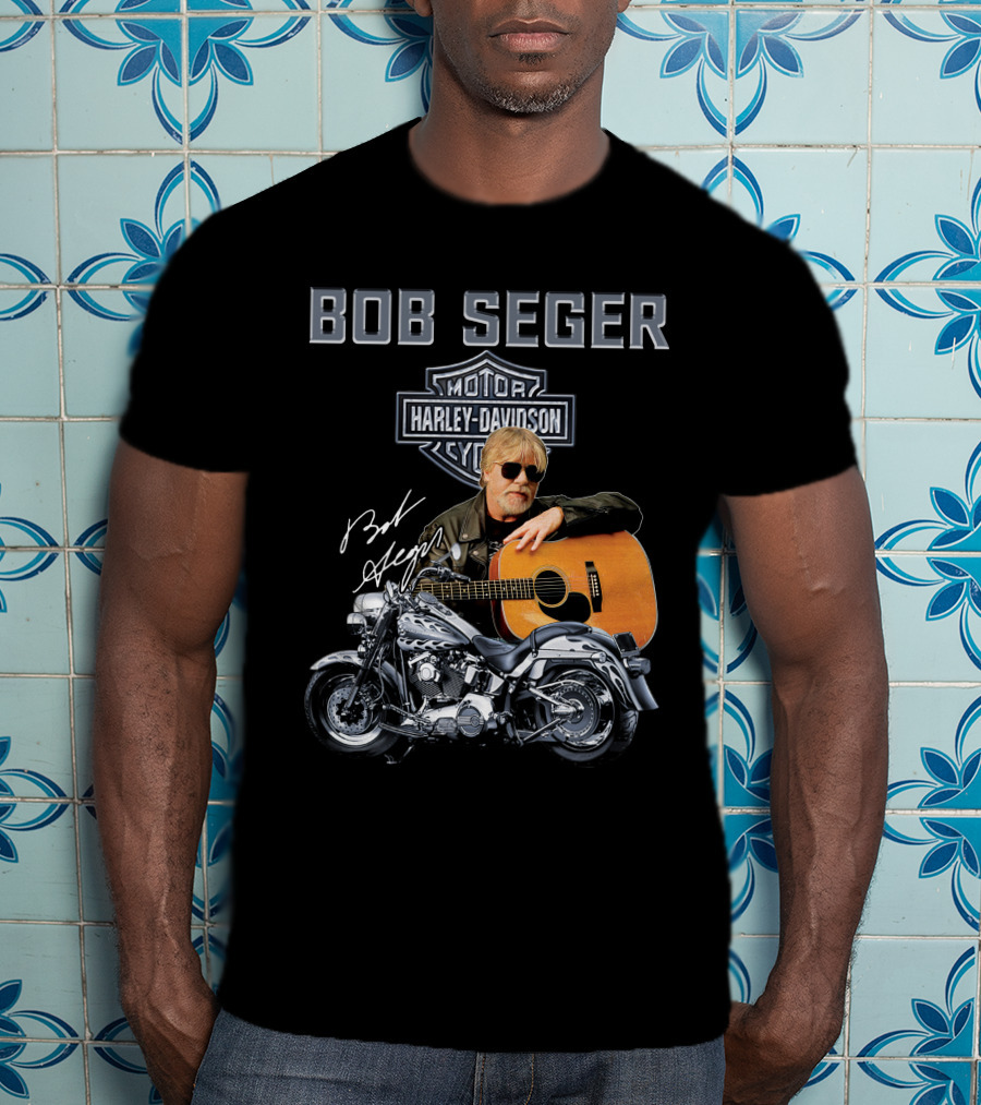Bob Seger Harley Davidson Motorcycle Guitar Signature T-Shirt
