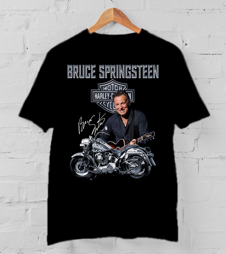 Bruce Springsteen Harley Davidson Motorcycles Signature Guitar T-Shirt