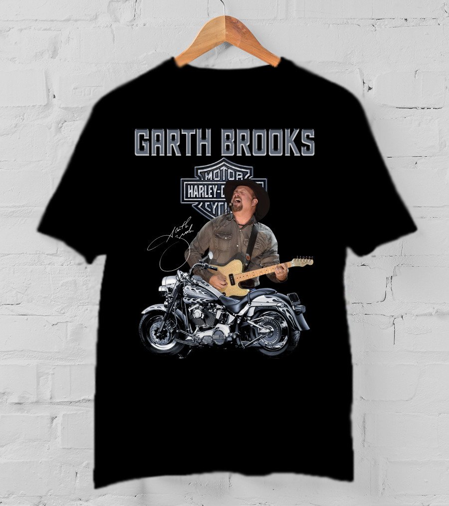 Garth Brooks Harley Davidson Motorcycles Musician Signature T-Shirt
