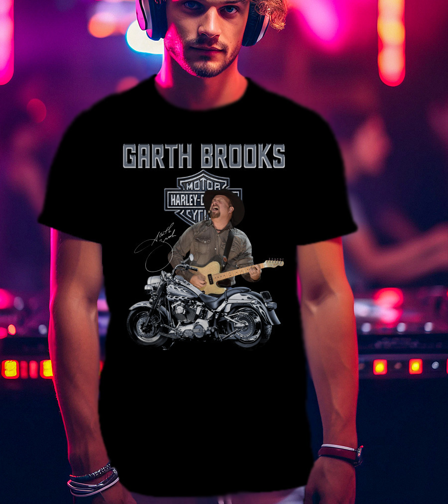 Garth Brooks Harley Davidson Motorcycles Musician Signature T-Shirt