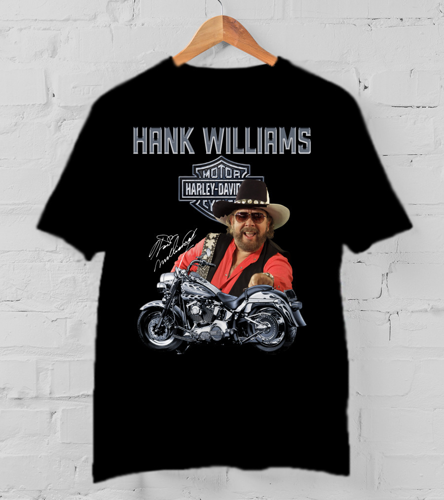 Hank Williams Harley Davidson Motorcycle Signature T-Shirt
