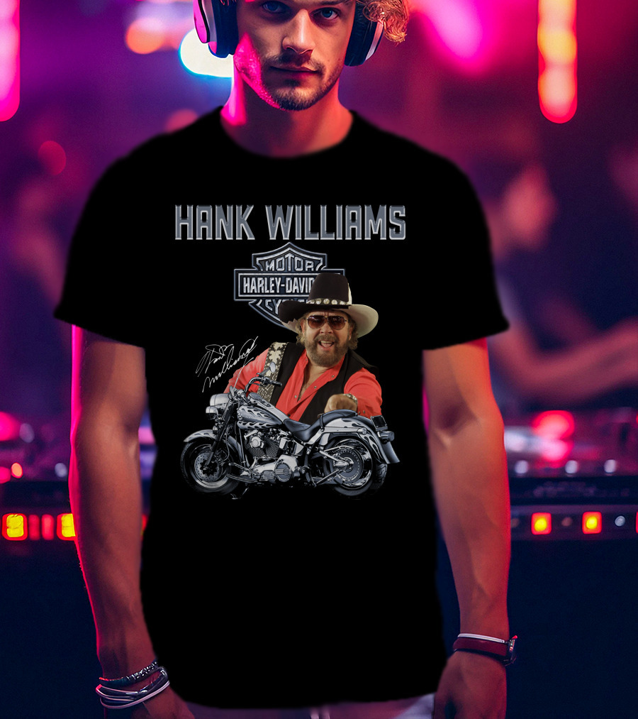 Hank Williams Harley Davidson Motorcycle Signature T-Shirt