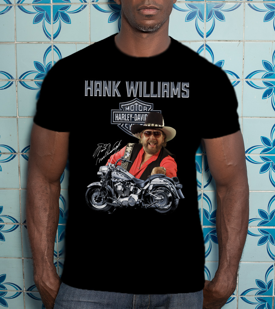 Hank Williams Harley Davidson Motorcycle Signature T-Shirt