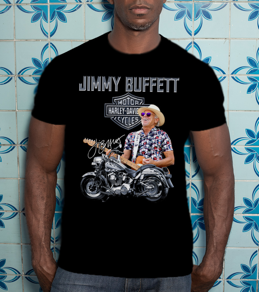 Jimmy Buffett Harley Davidson Motorcycles Vintage Style T-Shirt
