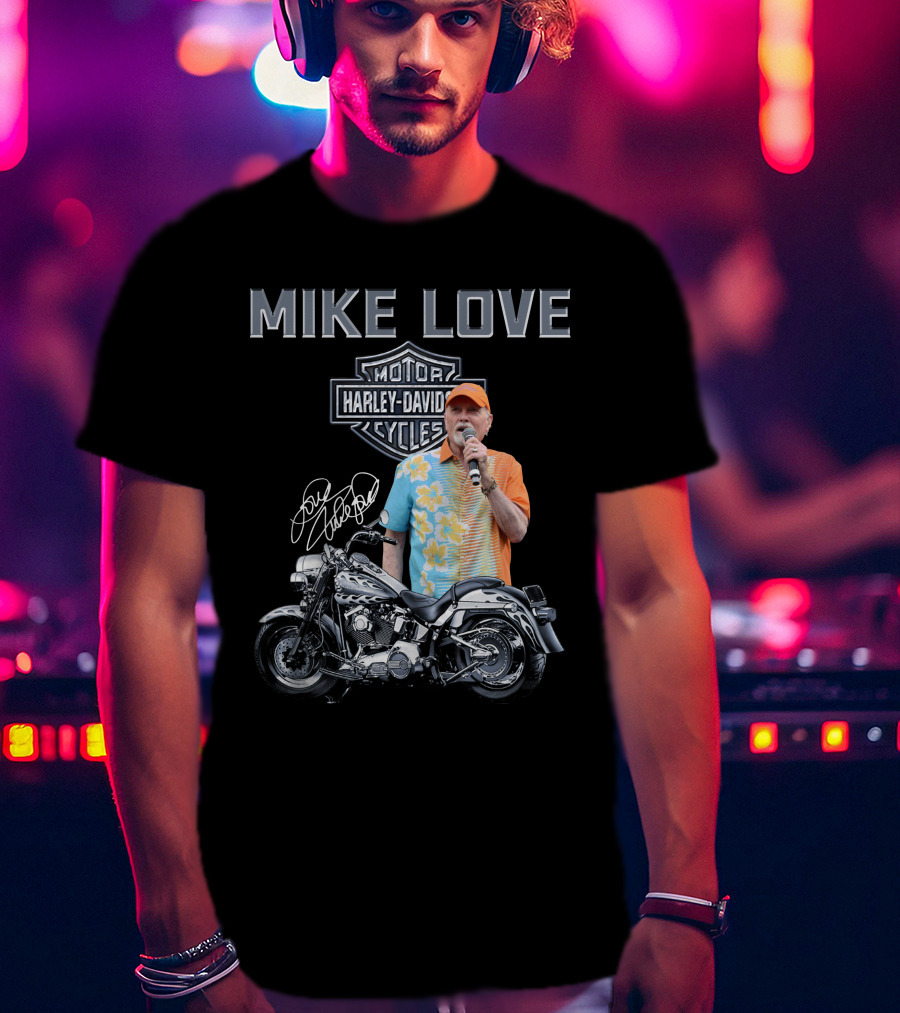 Mike Love Harley Davidson Motorcycle Signature T-Shirt