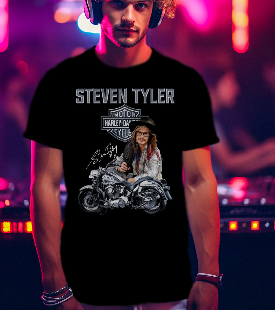 Steven Tyler Harley Davidson Motorcycles Signature T-Shirt