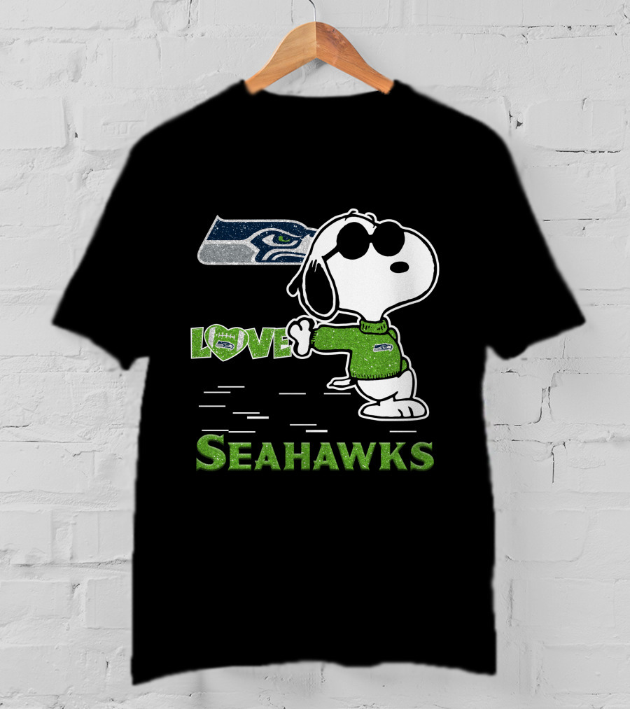 Snoopy Love Seahawks Seattle Football Iconic Peanuts Fandom T-Shirt