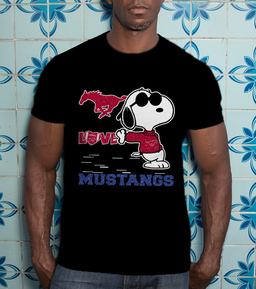 Snoopy Love SMU Mustangs Football Peanuts T-Shirt