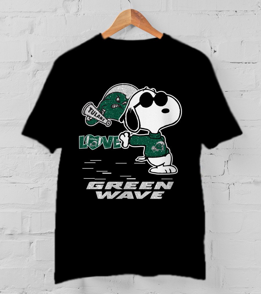Snoopy Tulane Green Wave Love T-Shirt