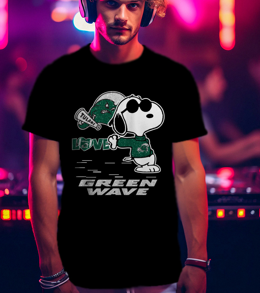 Snoopy Tulane Green Wave Love T-Shirt