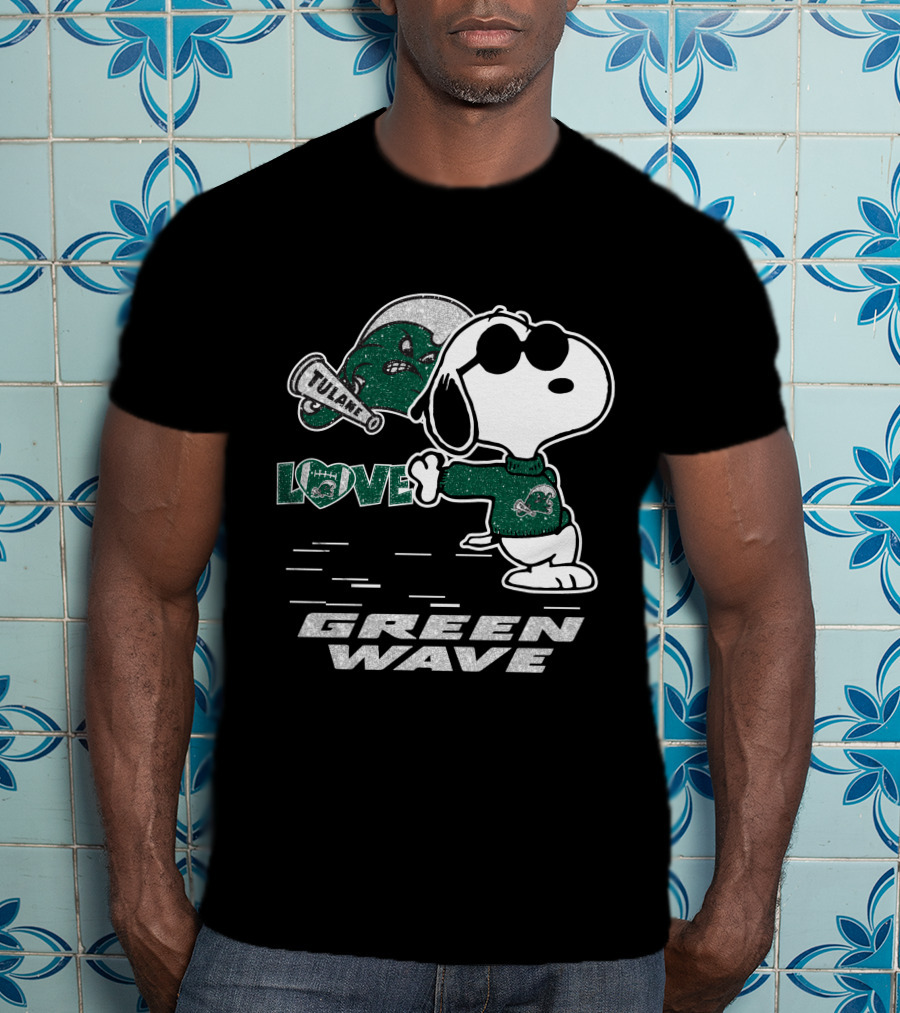 Snoopy Tulane Green Wave Love T-Shirt