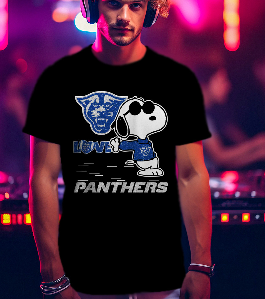 Snoopy Love Georgia State Panthers Football Fan Gear T-Shirt