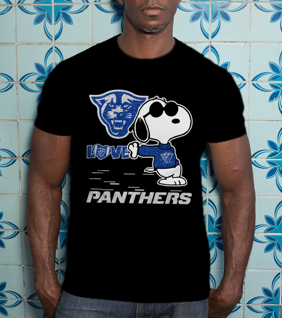 Snoopy Love Georgia State Panthers Football Fan Gear T-Shirt