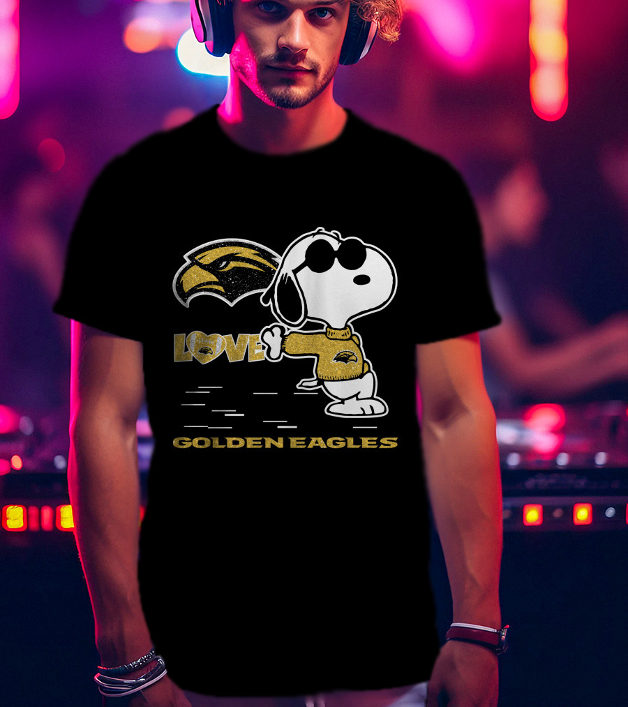 Snoopy Love Southern Miss Golden Eagles Heart T-Shirt
