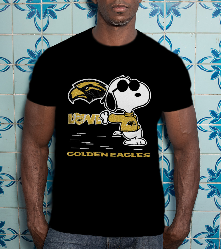 Snoopy Love Southern Miss Golden Eagles Heart T-Shirt
