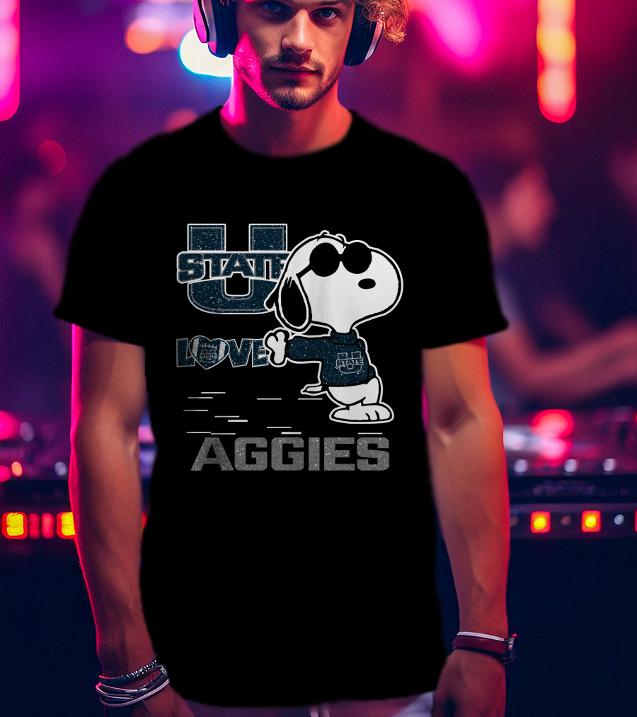 Snoopy State Love Utah Aggies T-Shirt