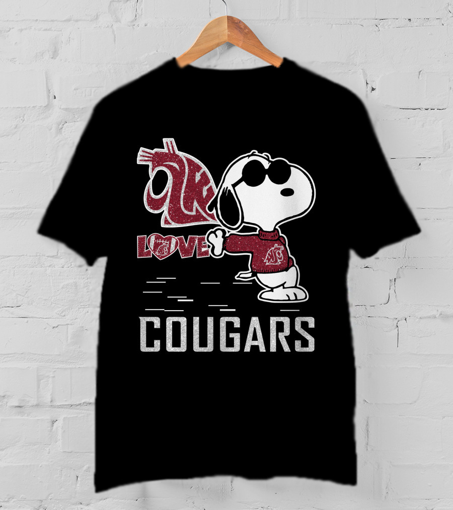 Snoopy Love Washington State Cougars Peanuts WSU Spirit T-Shirt