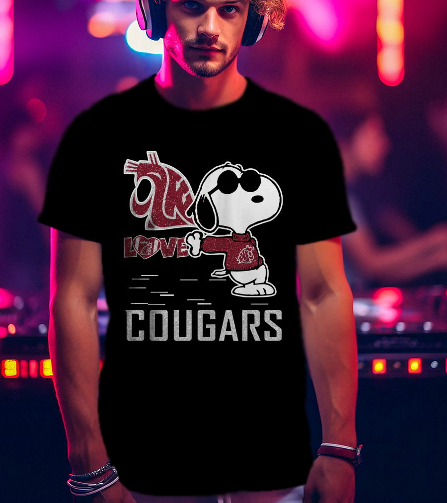 Snoopy Love Washington State Cougars Peanuts WSU Spirit T-Shirt