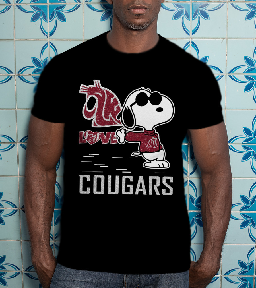 Snoopy Love Washington State Cougars Peanuts WSU Spirit T-Shirt
