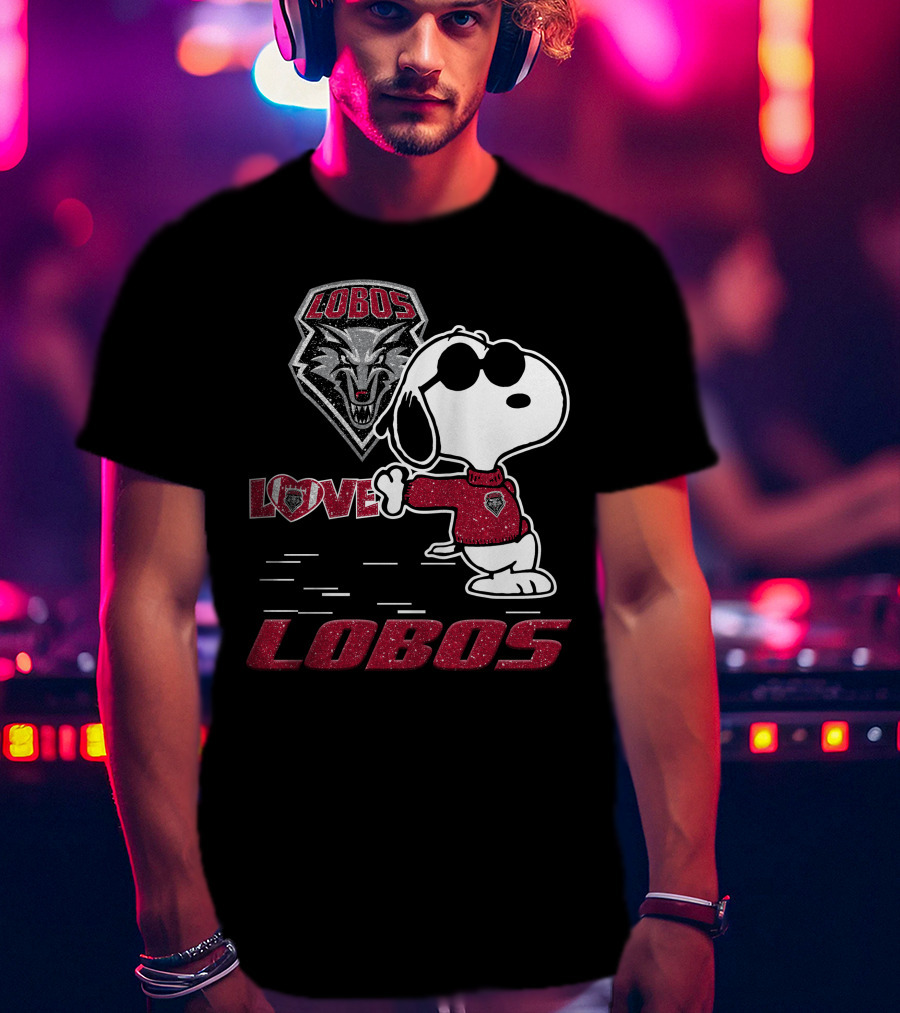 Snoopy Love New Mexico Lobos Wolf T-Shirt