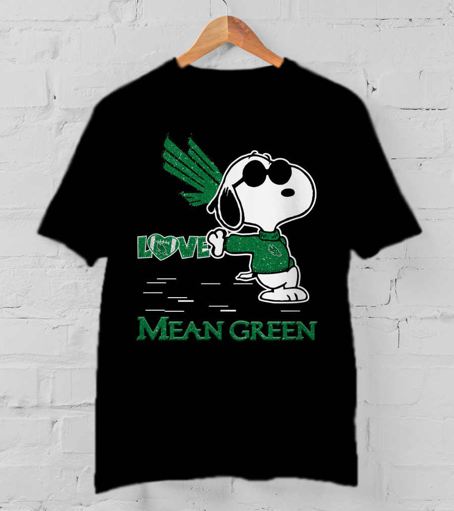 Snoopy Heart Love North Texas Mean Green Peanuts T-Shirt